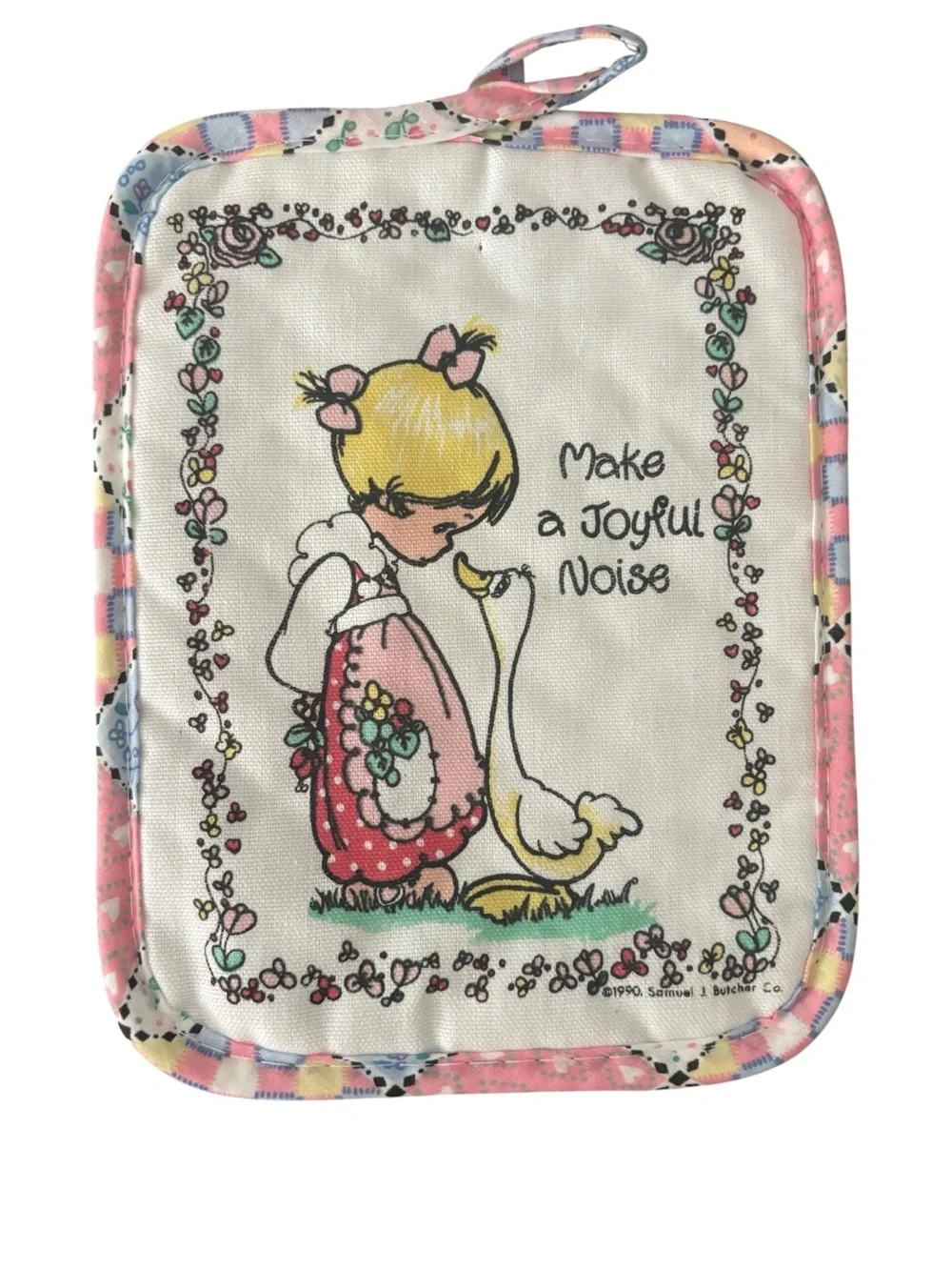 Precious Moments 90s Dish Towel Pot Holder Set Make a Joyful Noise VTG Cottage